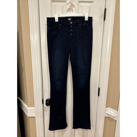 Paige Size 31 High Rise Manhattan Bootcut Blue Jeans - Picture 1 of 8